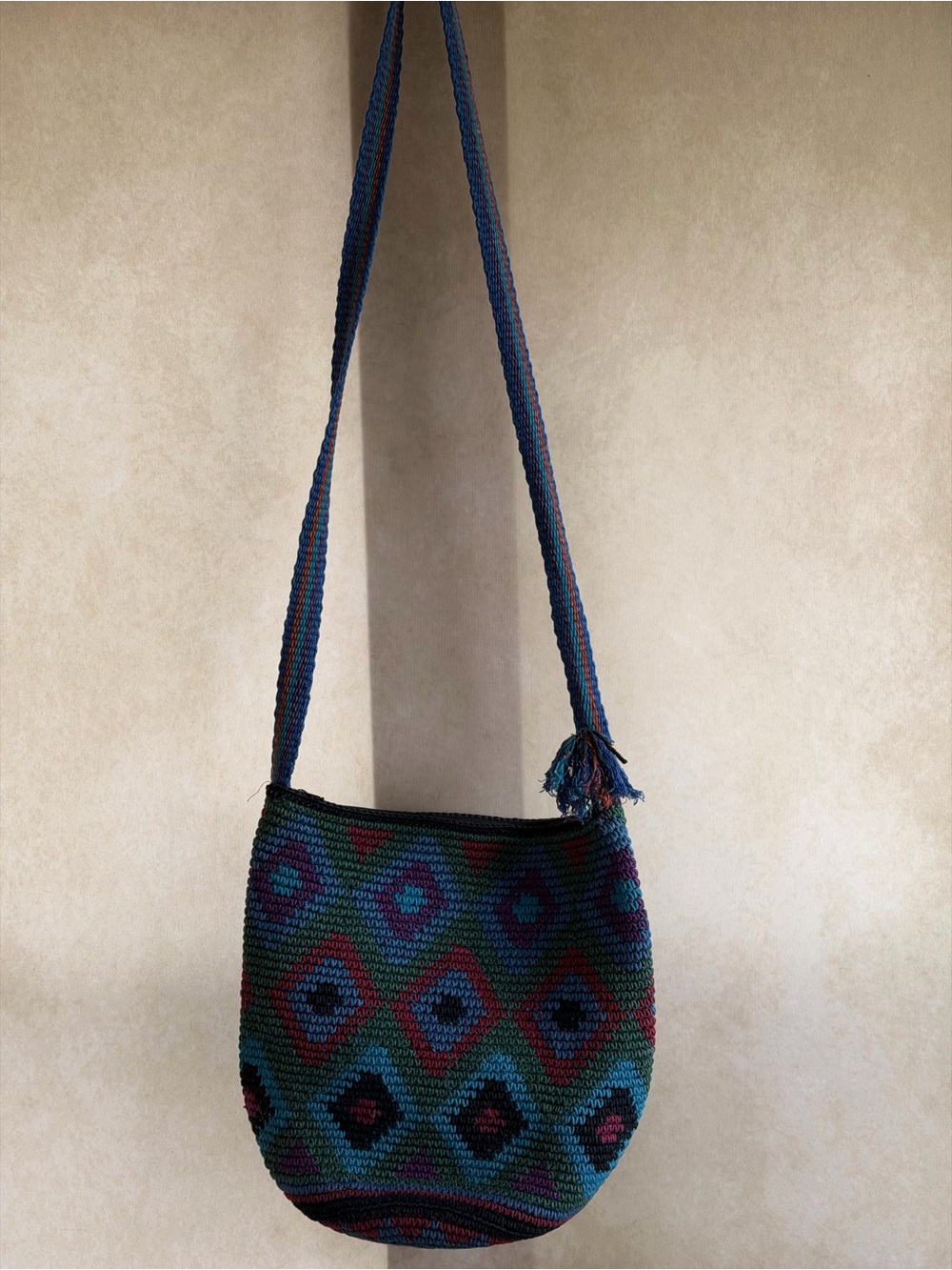 Source Unknown Handwoven Crossbody Bag - Blue, Green & Purple